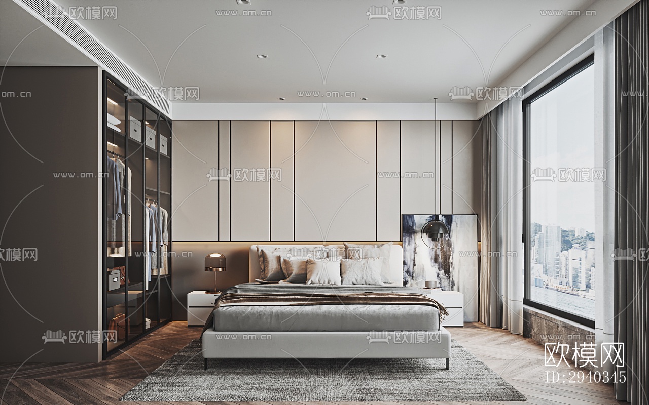 现代平层效果图下载（渲染图10）