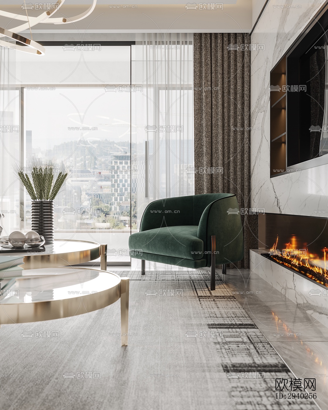 现代平层效果图下载（渲染图1）