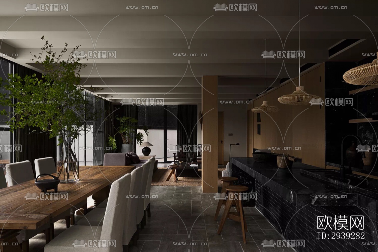 新中式酒店民宿效果图下载（渲染图11）