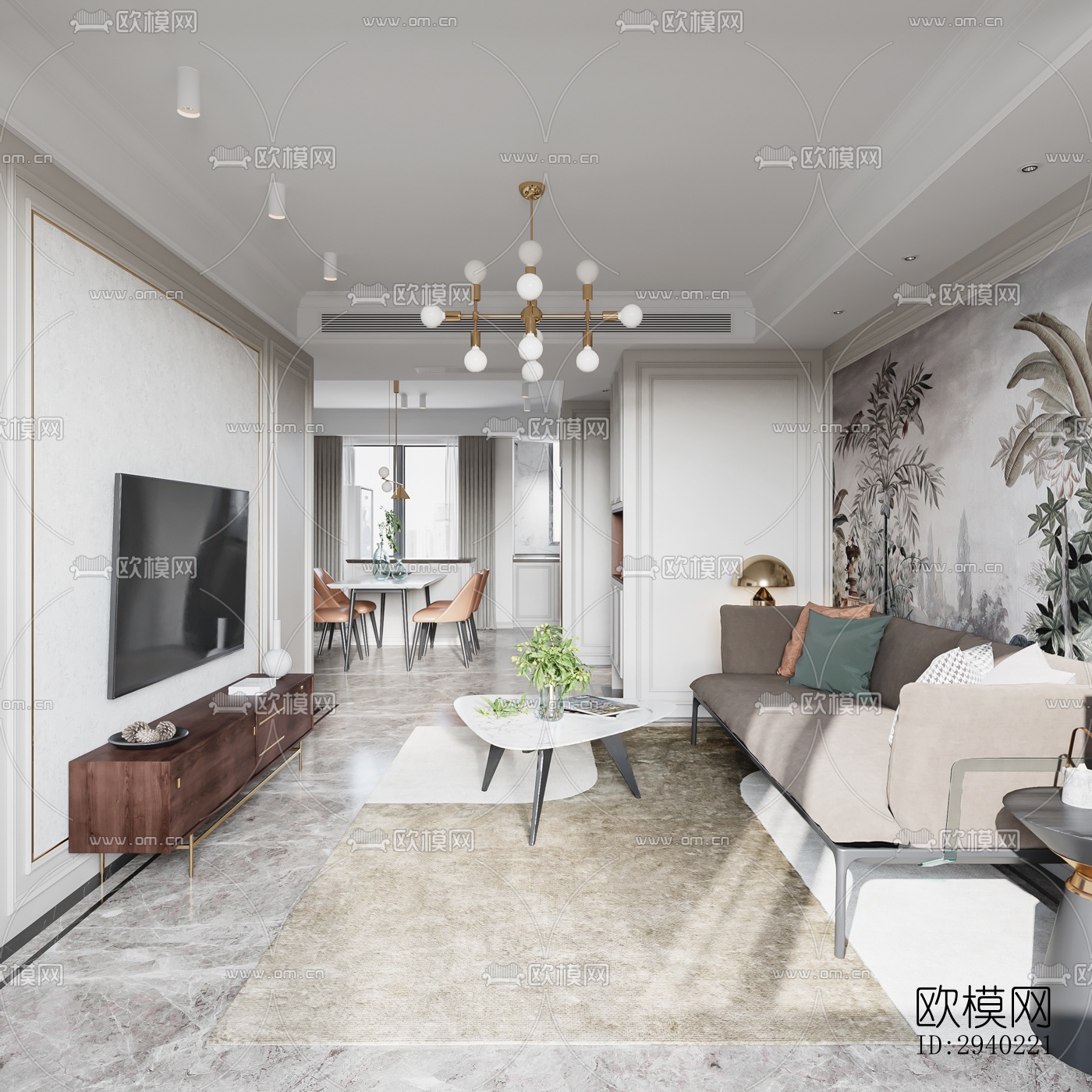 欧式平层效果图下载（渲染图11）