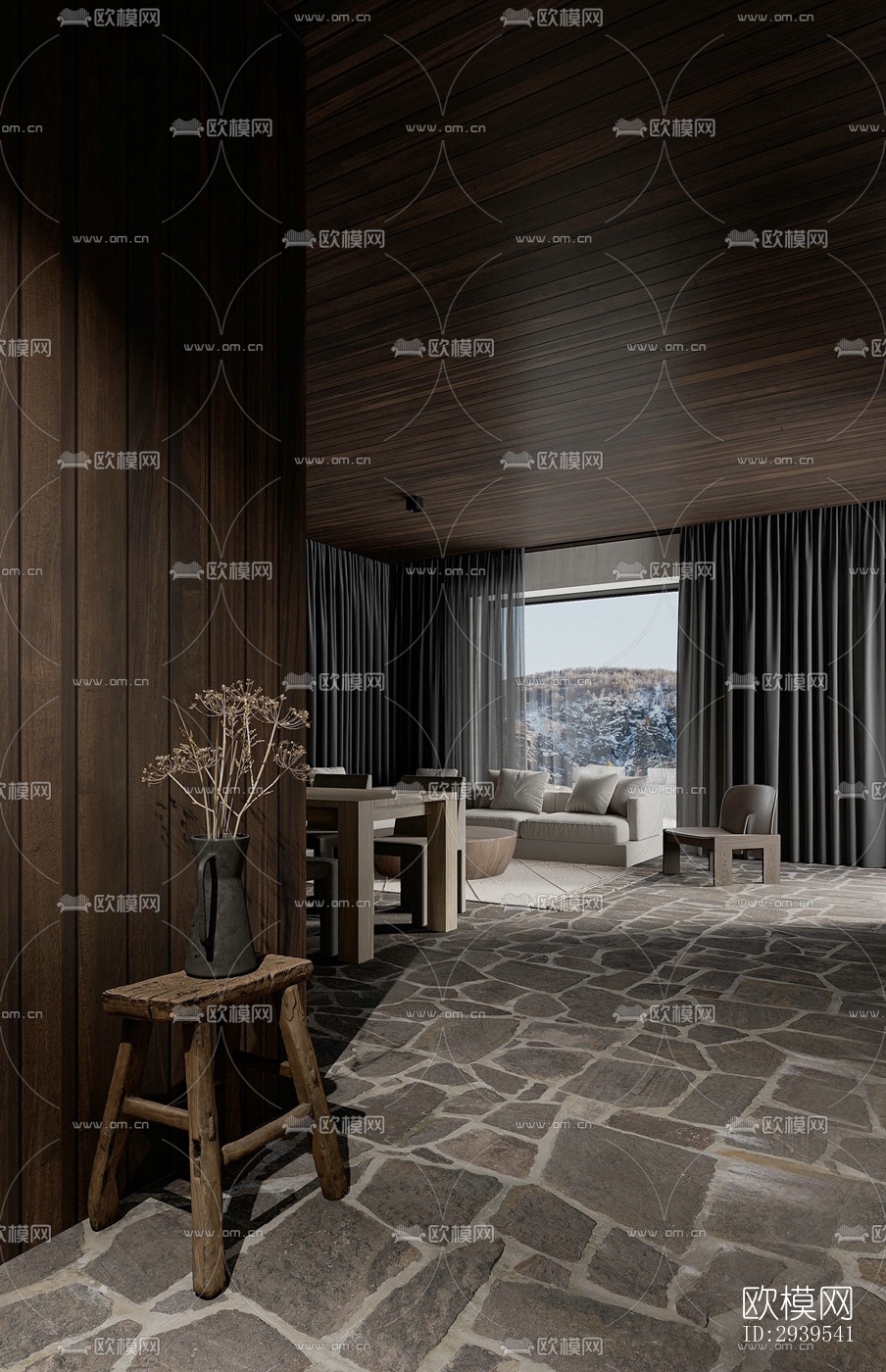 现代酒店民宿效果图下载（渲染图1）