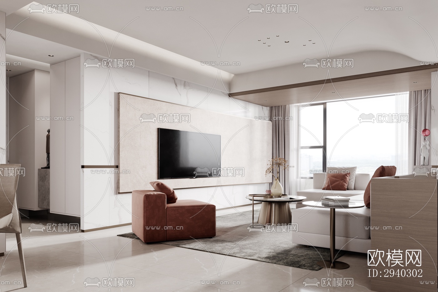 现代平层效果图下载（渲染图2）