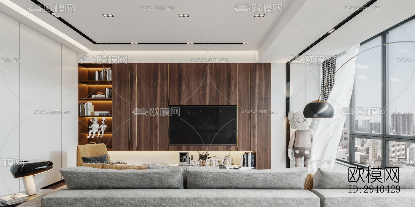 现代平层效果图下载（渲染图4）