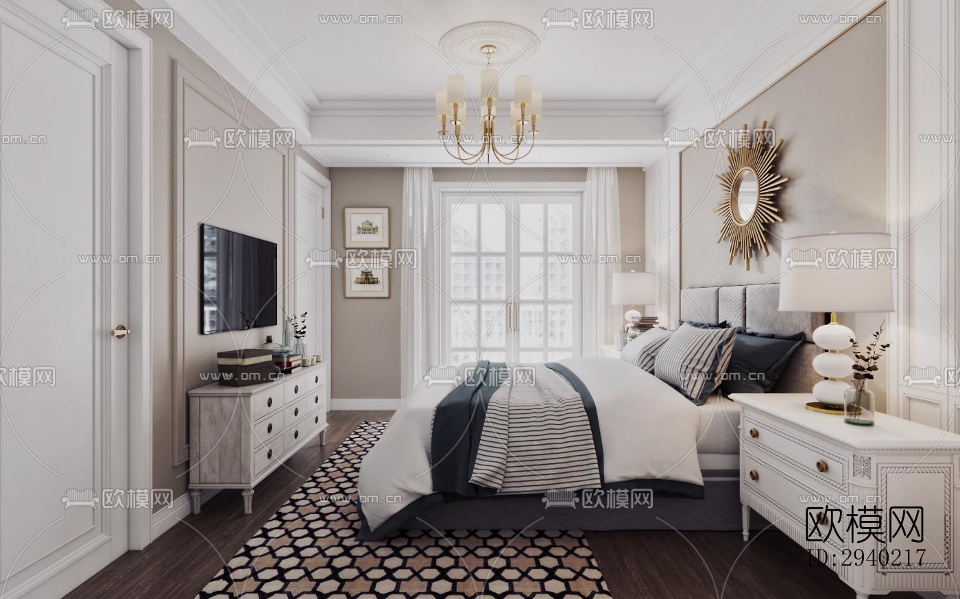 欧式平层效果图下载（渲染图3）