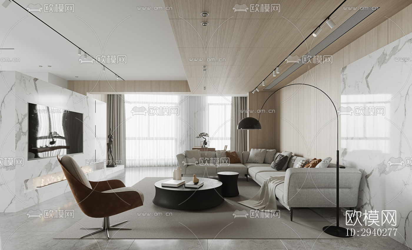 现代平层效果图下载（渲染图14）