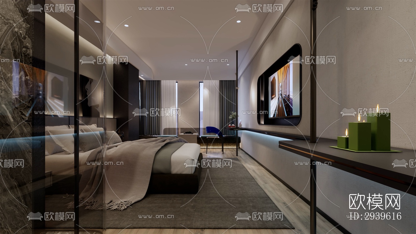 现代酒店民宿效果图下载（渲染图10）