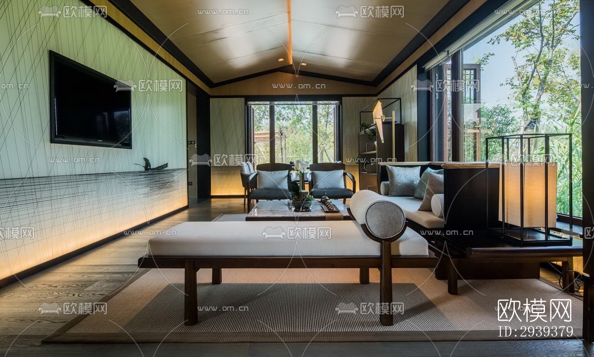 新中式酒店民宿效果图下载（渲染图4）