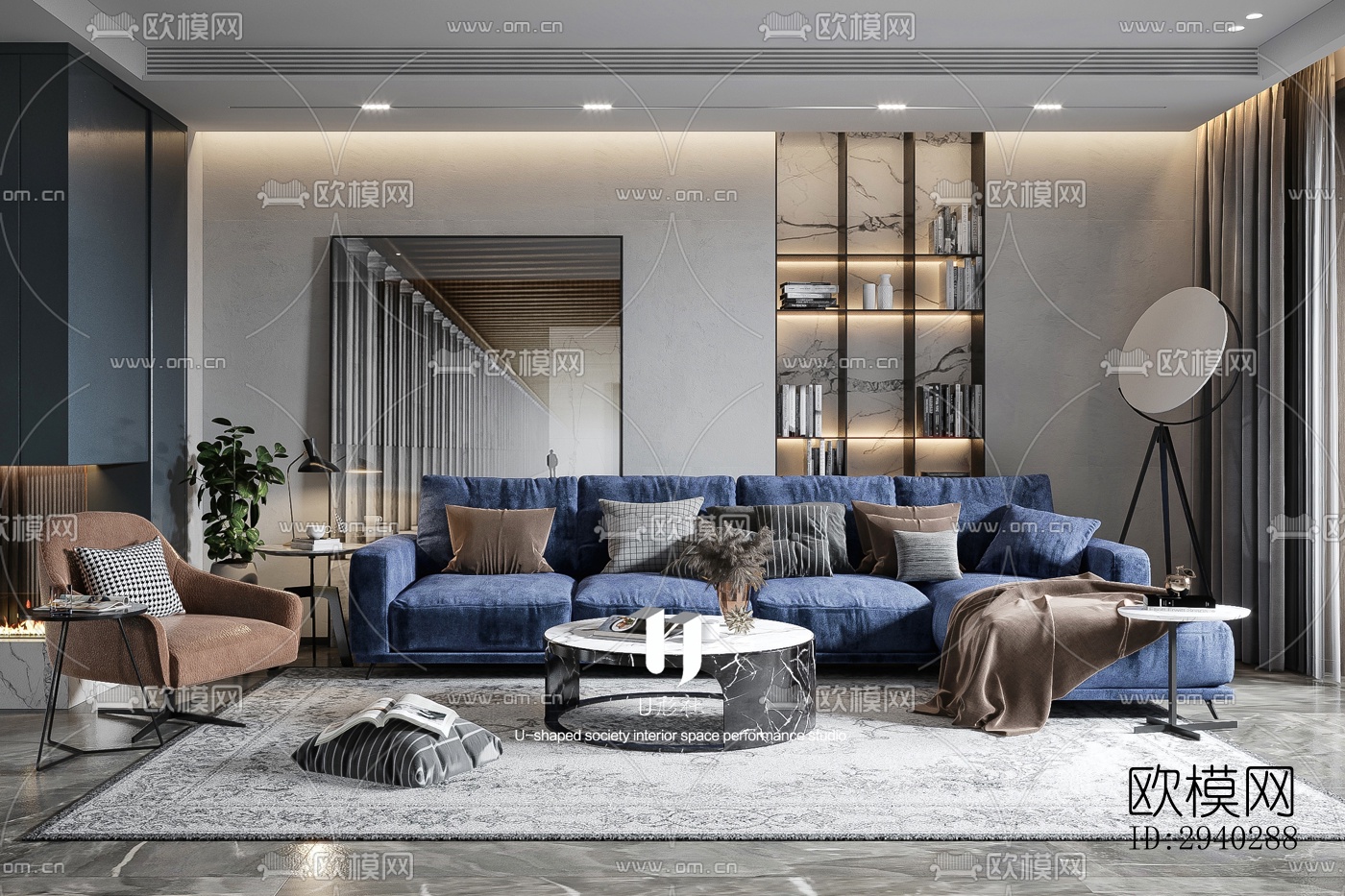 现代平层效果图下载（渲染图1）