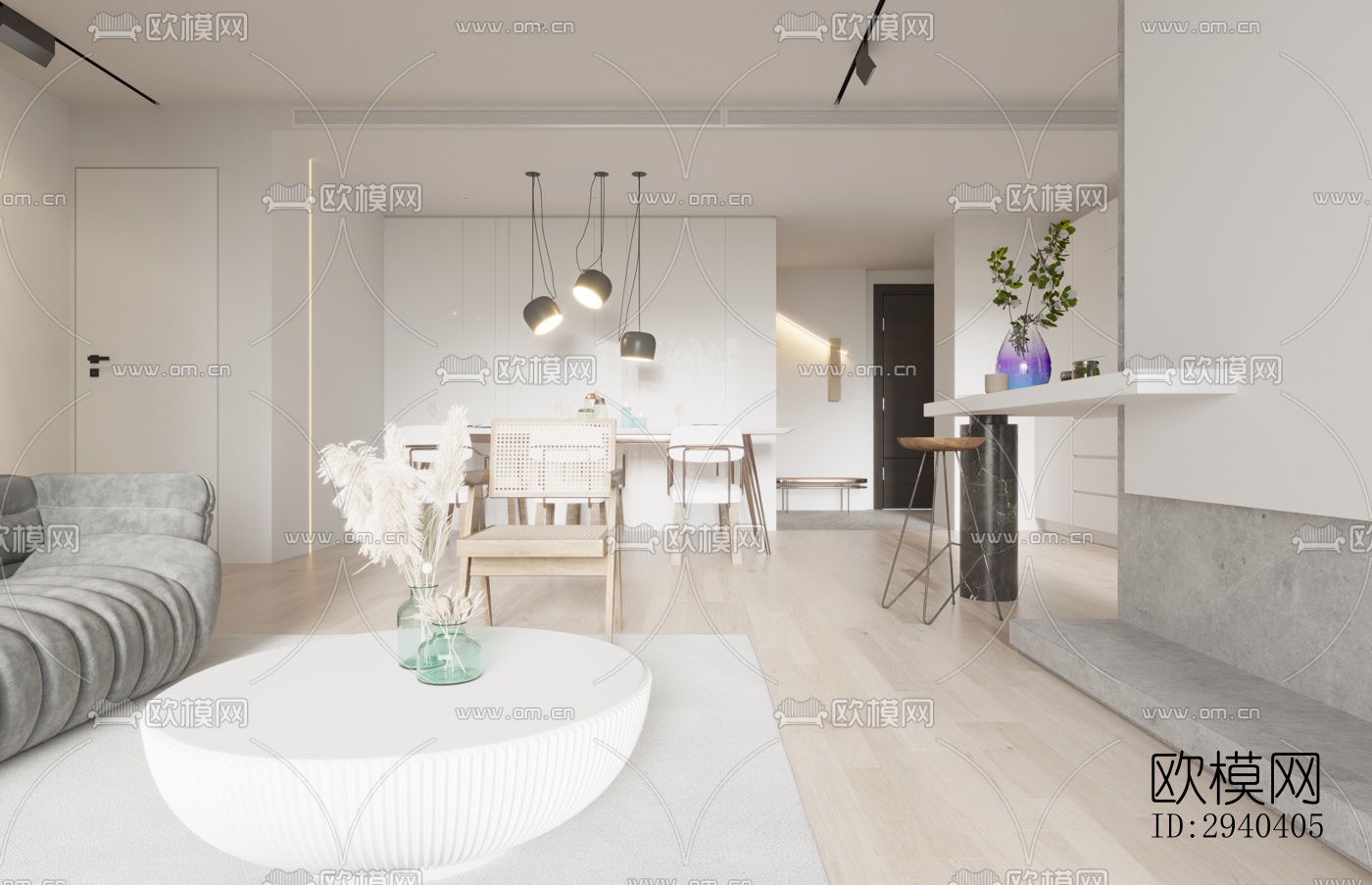 现代平层效果图下载（渲染图3）