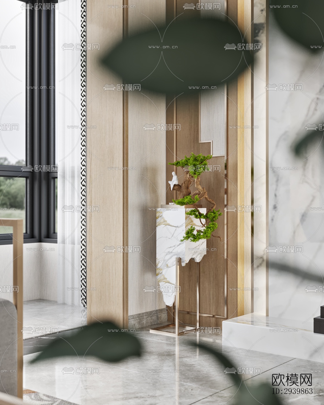 新中式别墅效果图下载（渲染图10）