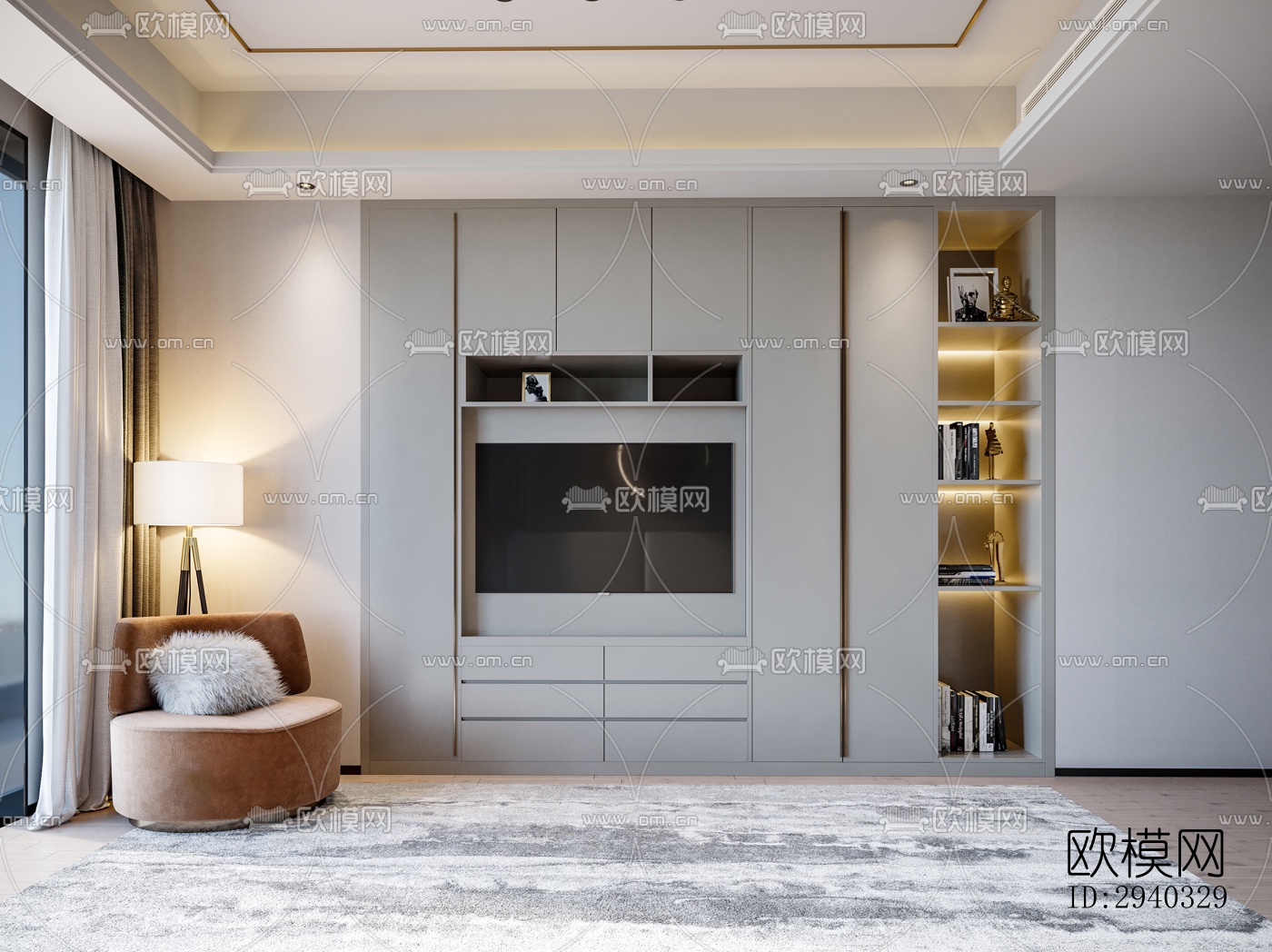 现代平层效果图下载（渲染图5）