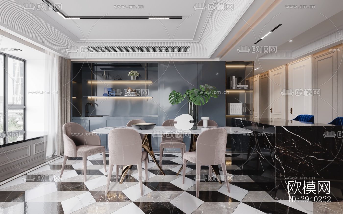 欧式平层效果图下载（渲染图11）