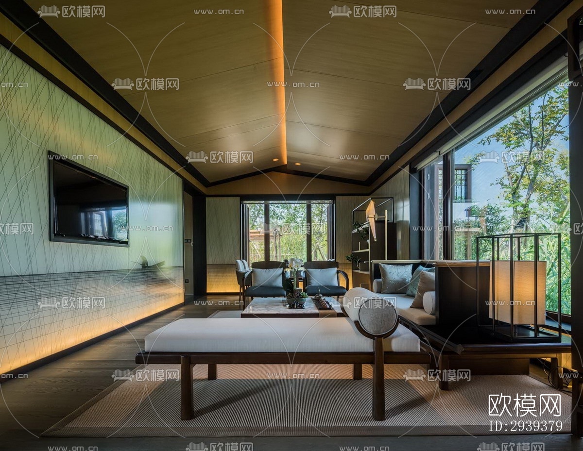 新中式酒店民宿效果图下载（渲染图3）