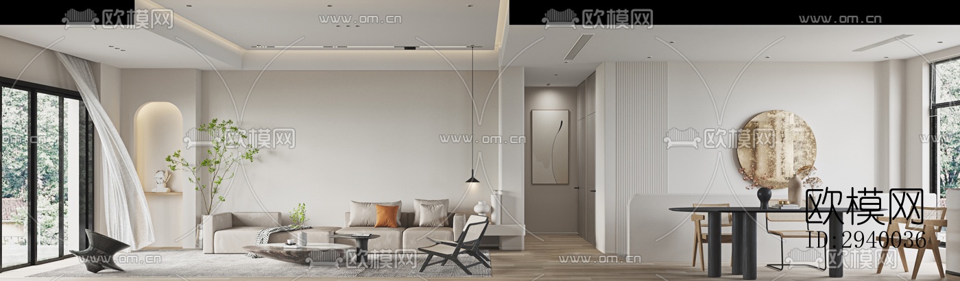 侘寂平层效果图下载（渲染图12）