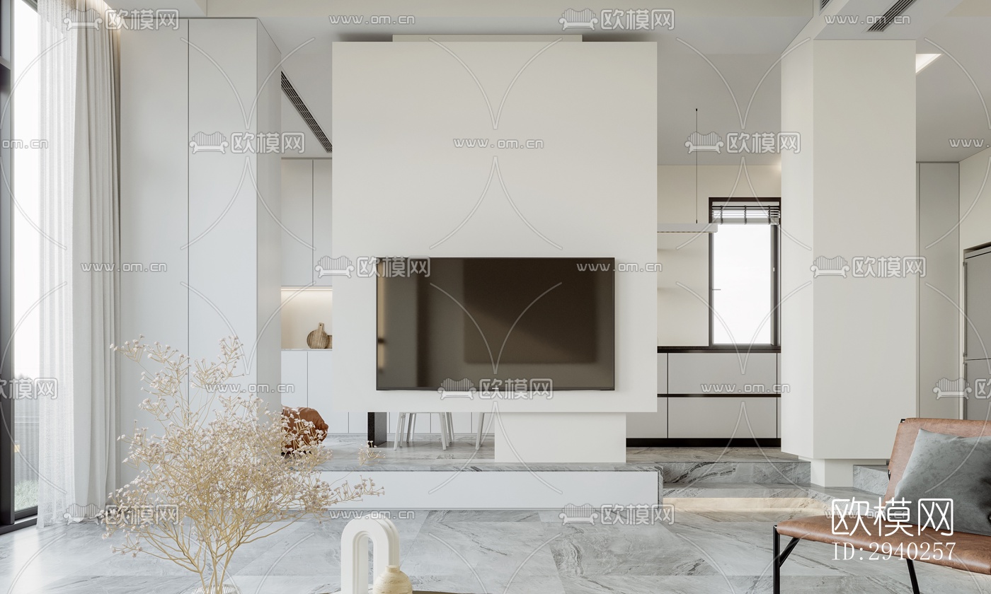 现代平层效果图下载（渲染图6）