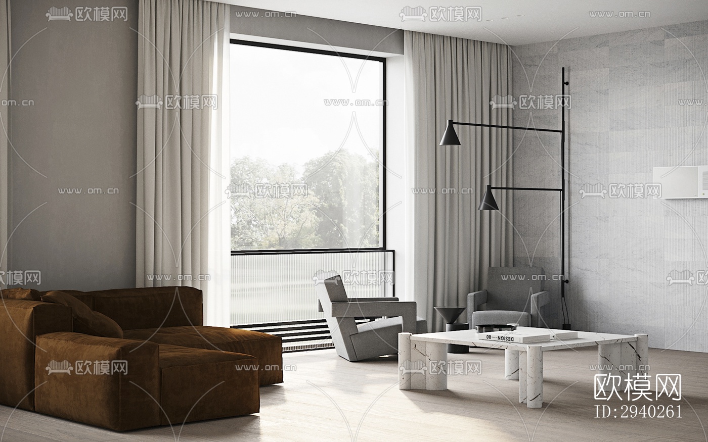 现代平层效果图下载（渲染图15）