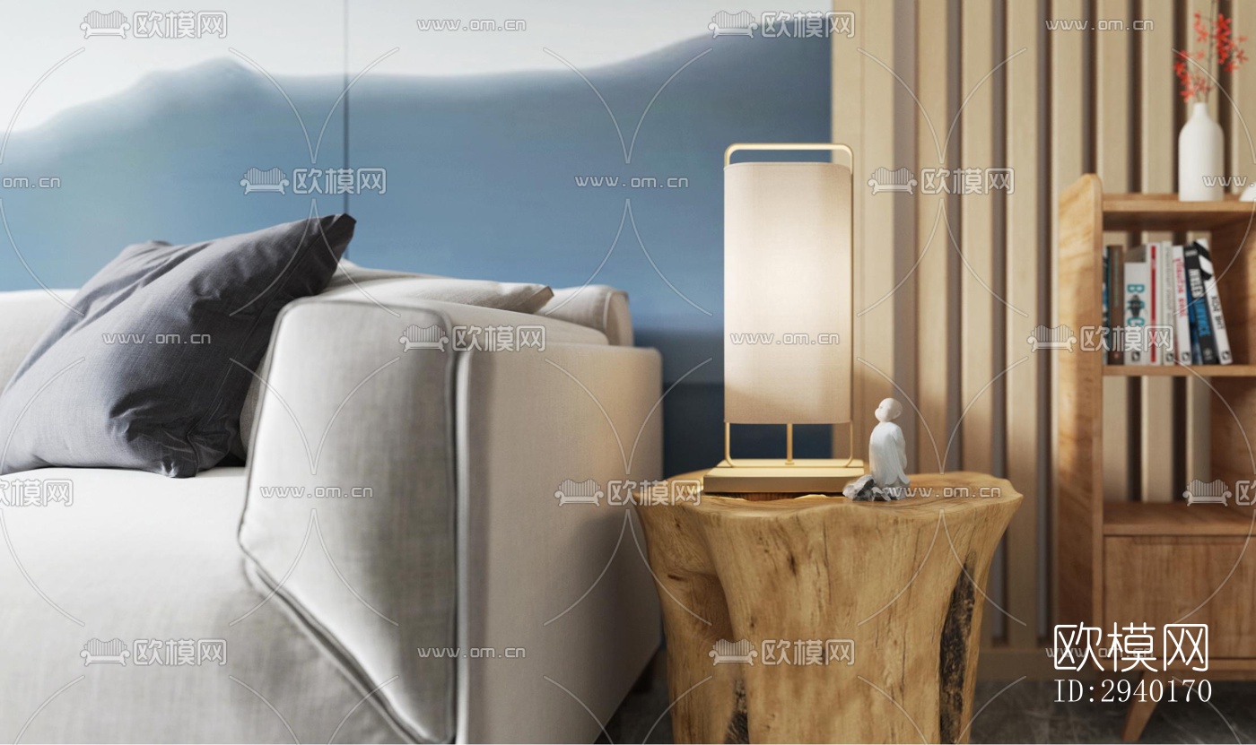 新中式平层效果图下载（渲染图5）