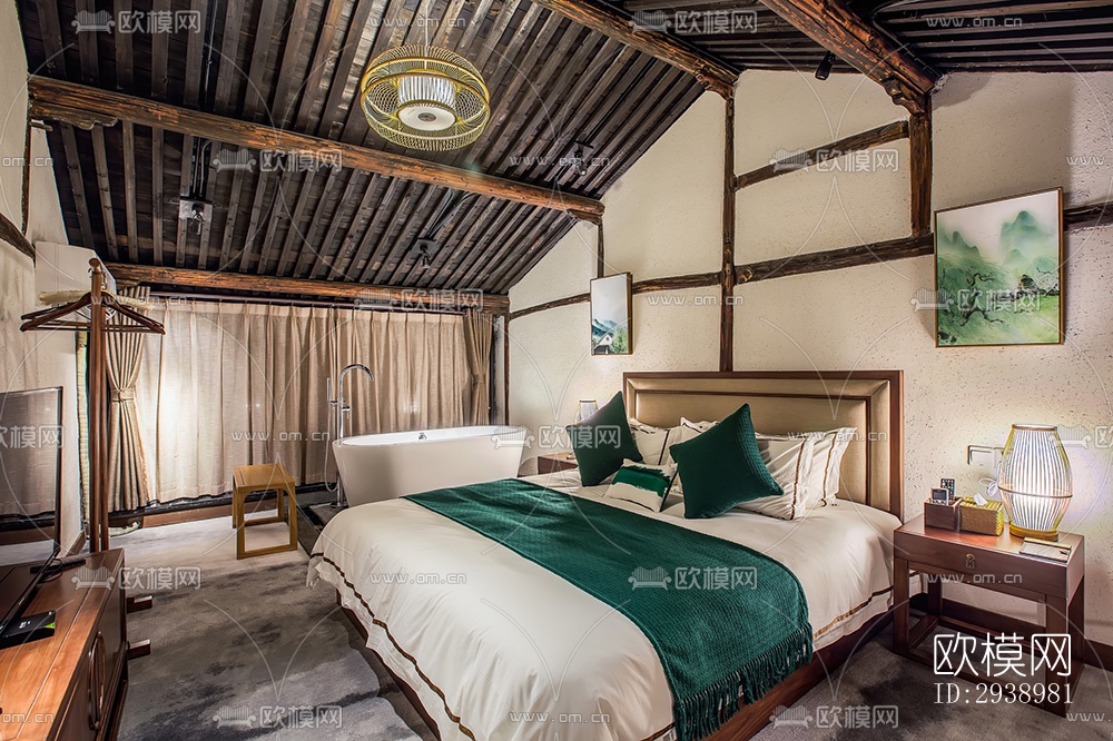 中式酒店民宿效果图下载（渲染图16）