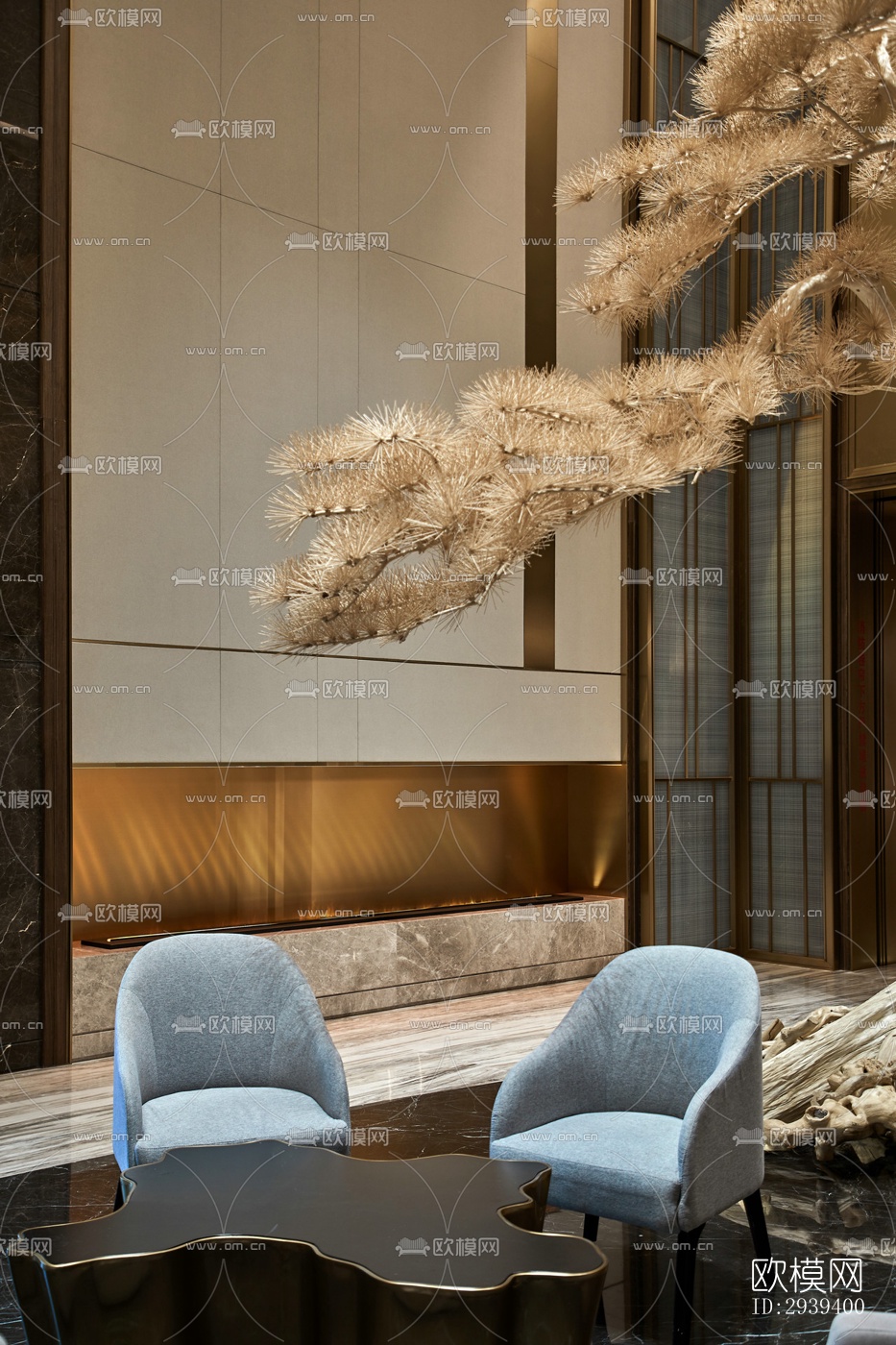 新中式酒店民宿效果图下载（渲染图11）