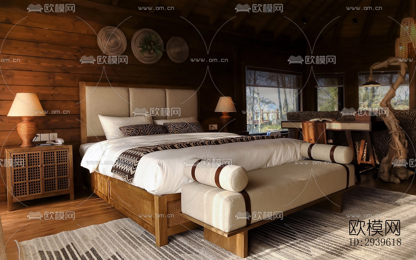 美式酒店民宿效果图下载（渲染图2）