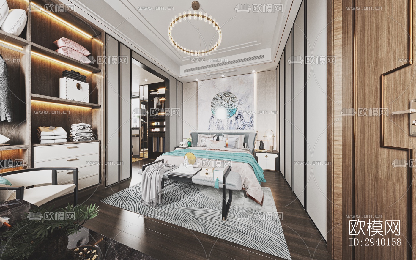 新中式平层效果图下载（渲染图3）