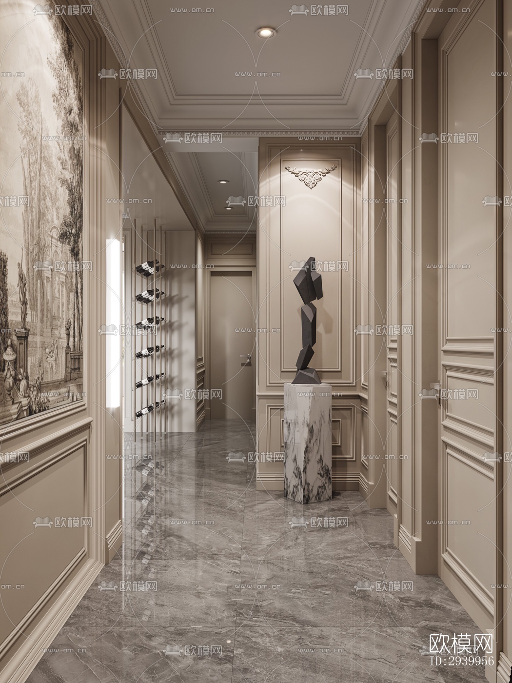 法式复式效果图下载（渲染图6）