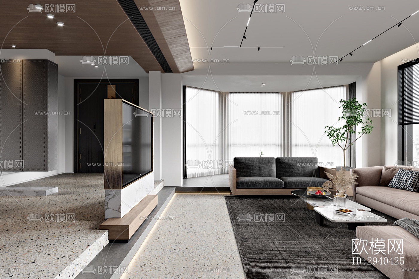 现代平层效果图下载（渲染图9）