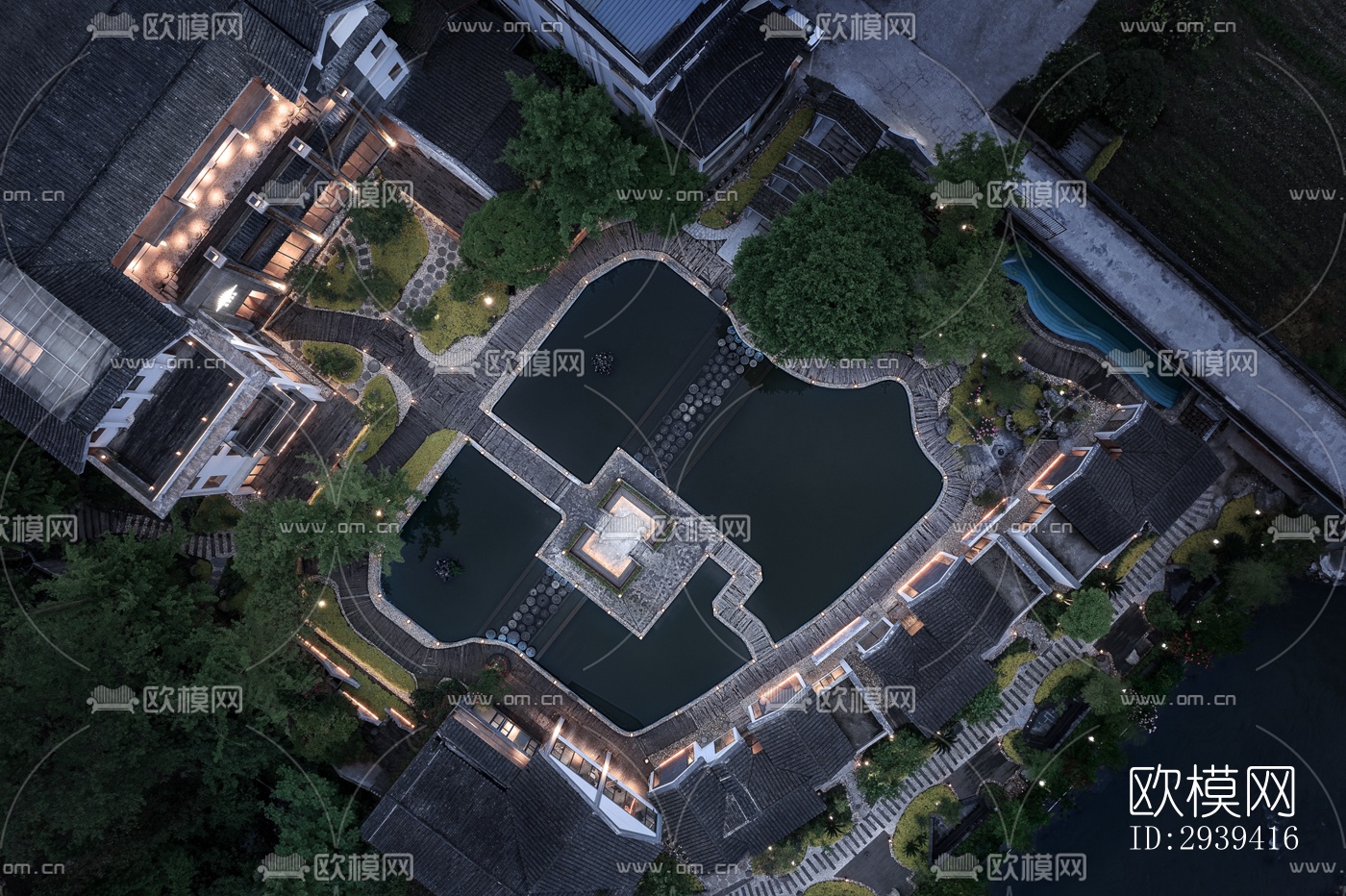 新中式酒店民宿效果图下载（渲染图19）