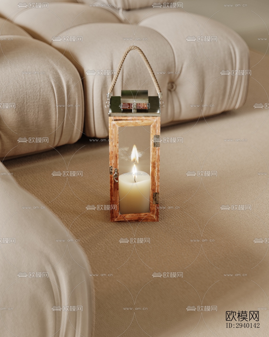 奶油风平层效果图下载（渲染图7）