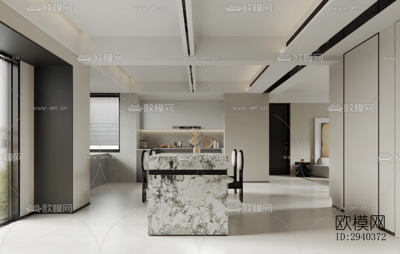 现代平层效果图下载（渲染图7）