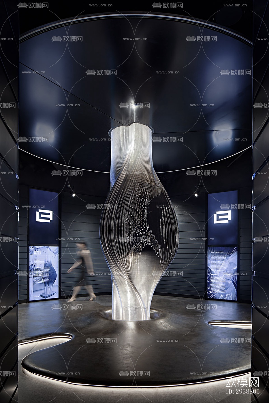 高级灰展览展厅效果图下载（渲染图14）