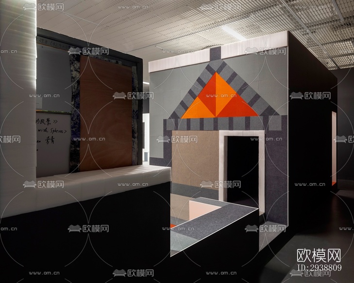 高级灰展览展厅效果图下载(渲染图10)