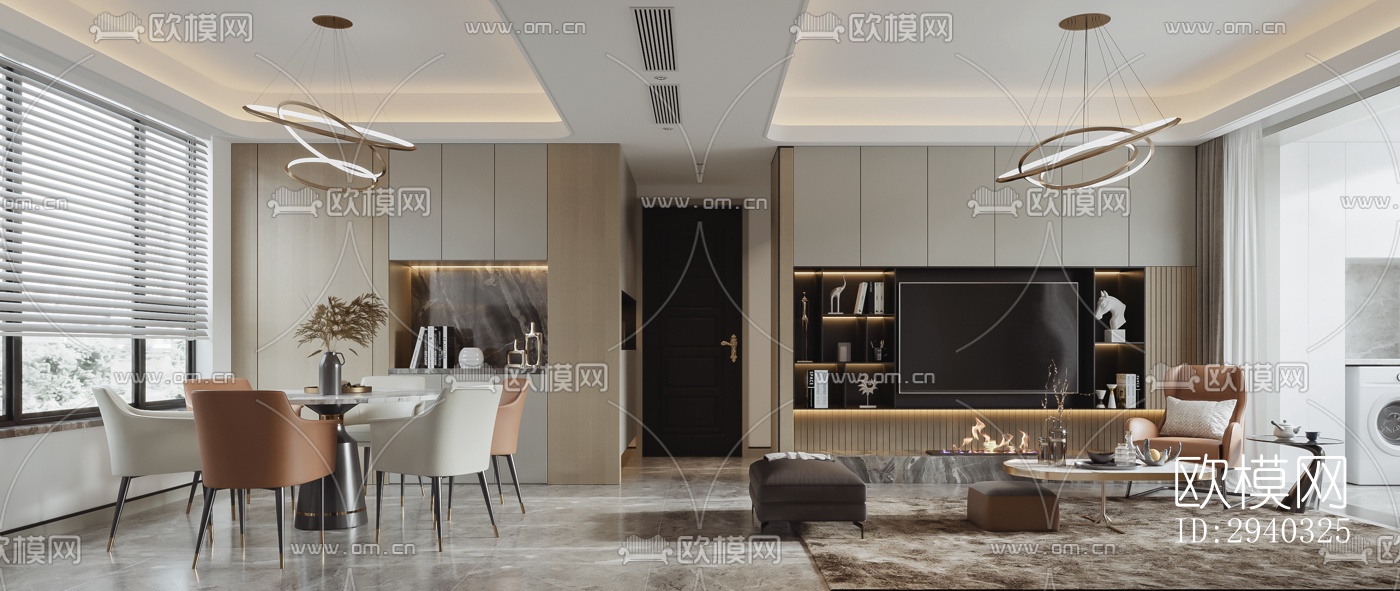 现代平层效果图下载（渲染图6）