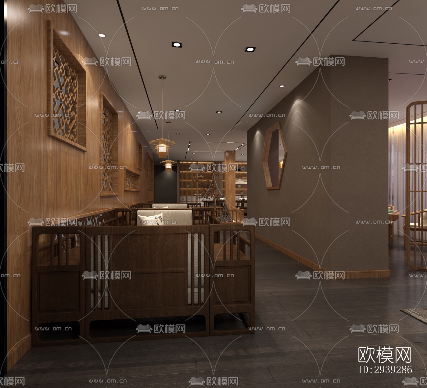 新中式酒店民宿效果图下载（渲染图14）