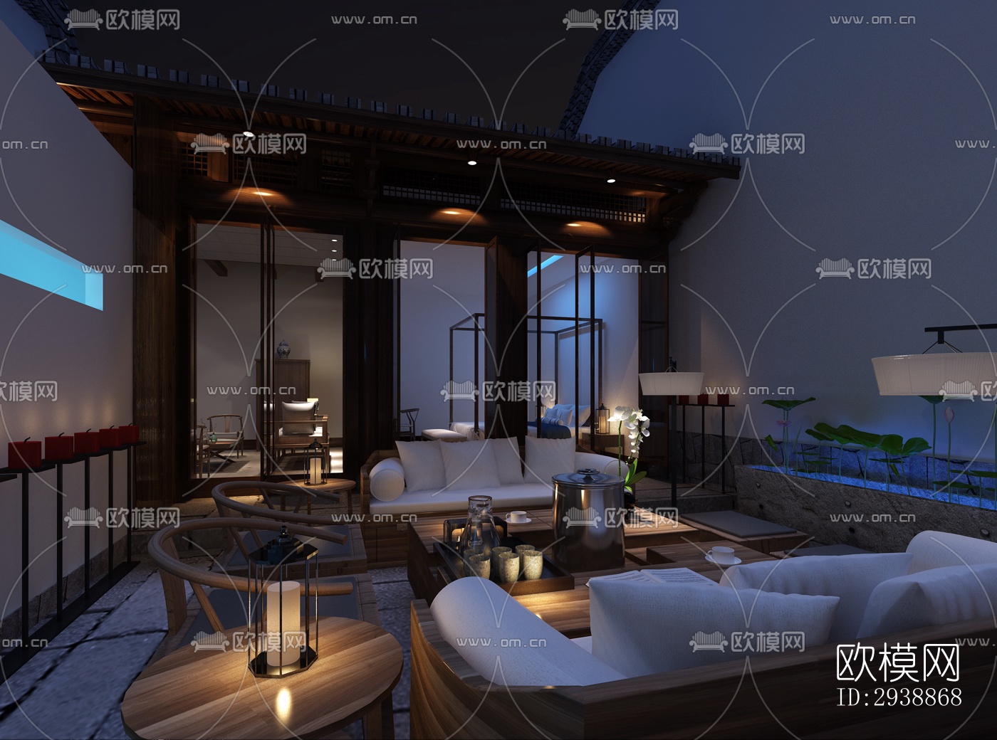 中式酒店民宿效果图下载（渲染图18）