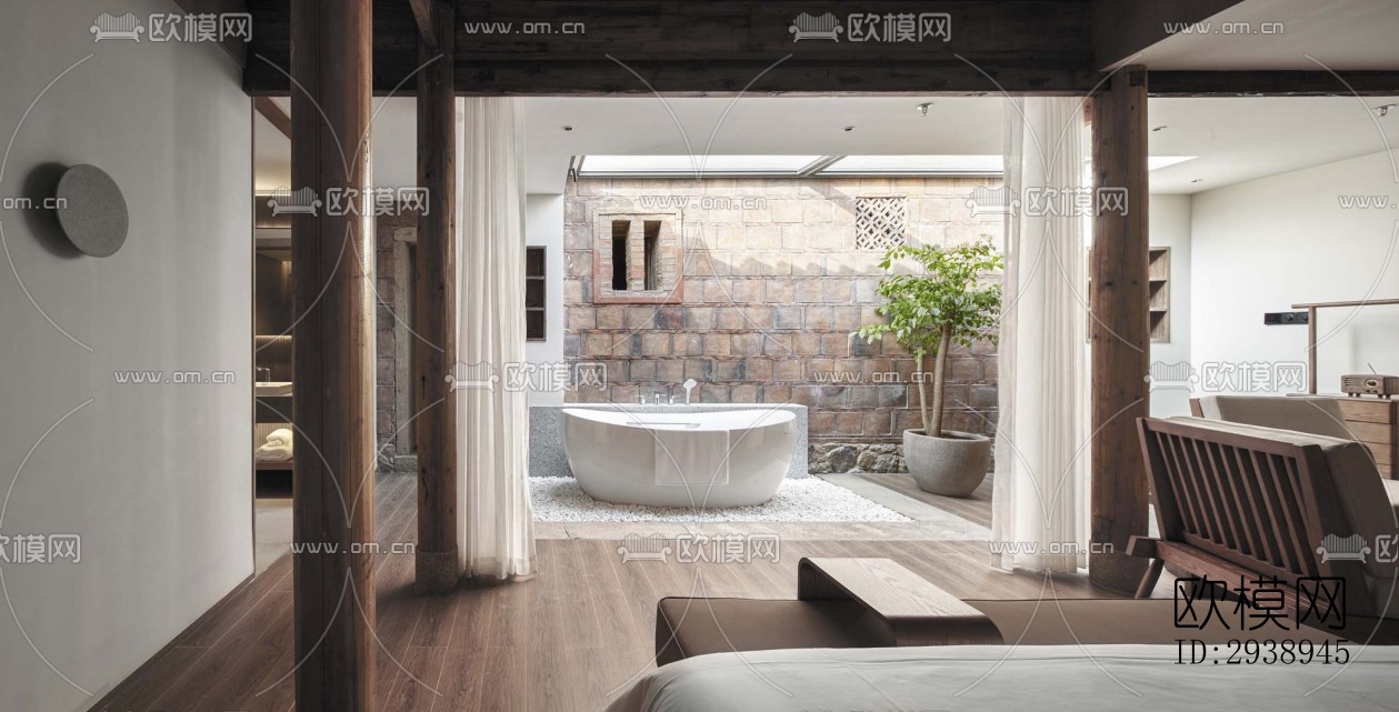 中式酒店民宿效果图下载（渲染图15）