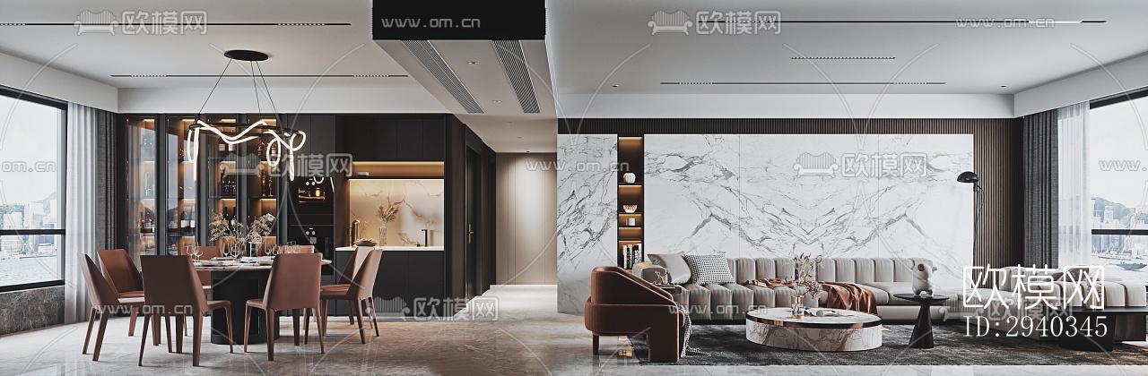 现代平层效果图下载（渲染图6）