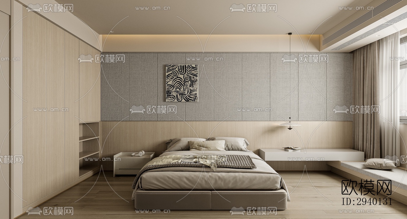 奶油风平层效果图下载（渲染图1）