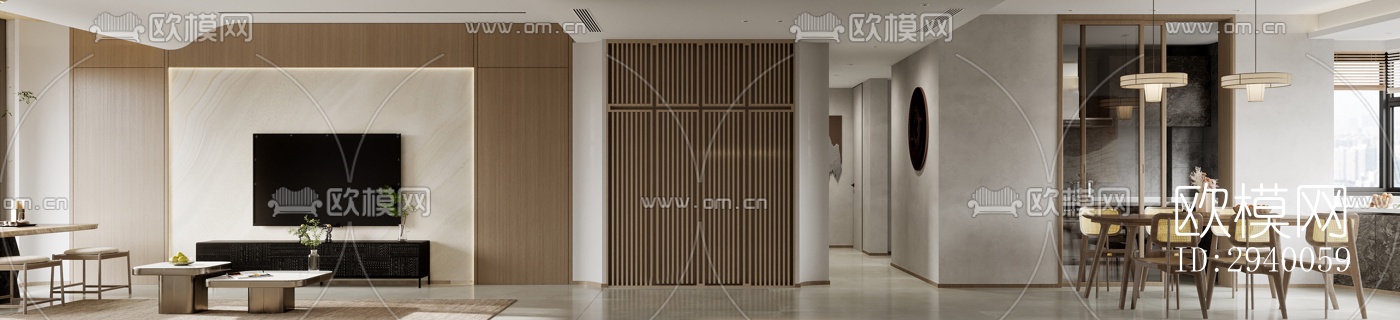 侘寂平层效果图下载（渲染图6）