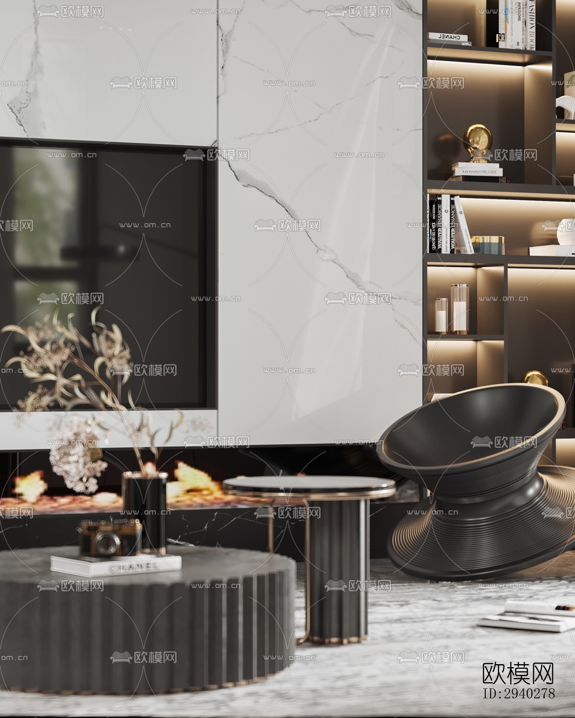 现代平层效果图下载（渲染图4）