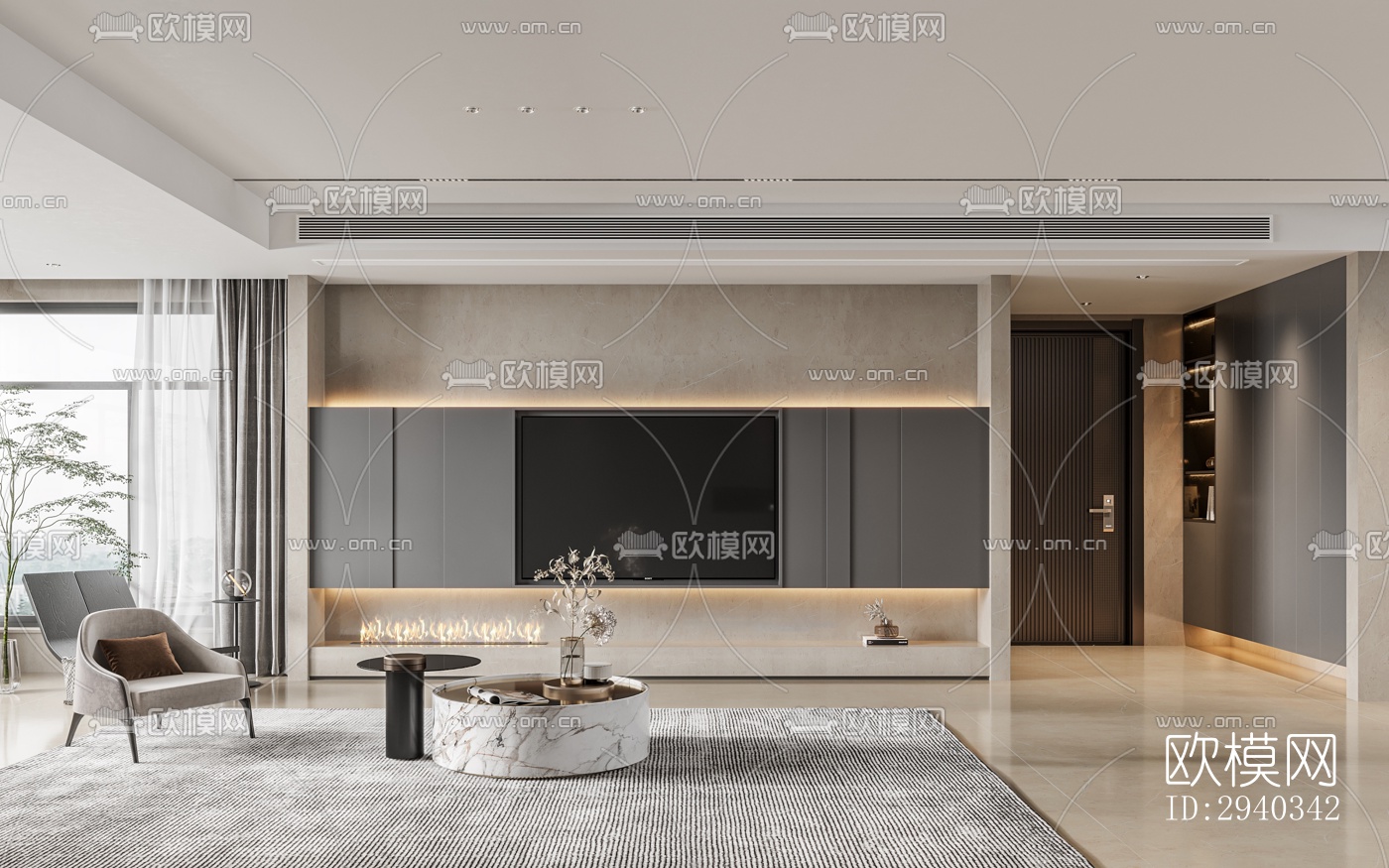 现代平层效果图下载（渲染图7）