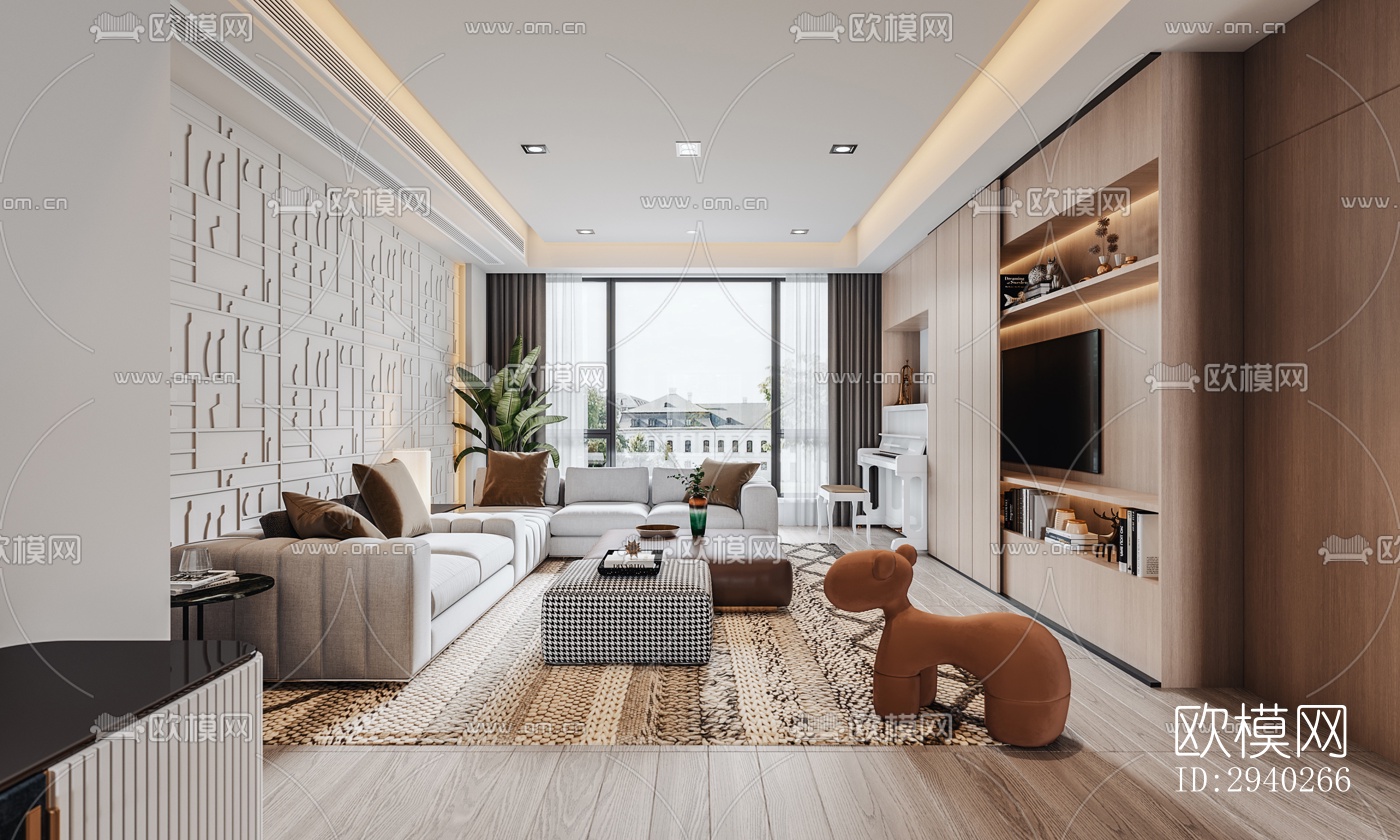 现代平层效果图下载（渲染图6）