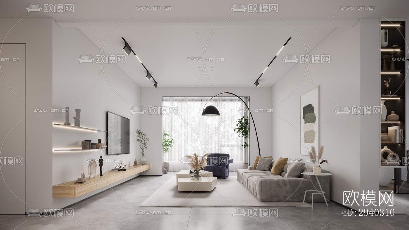 现代平层效果图下载（渲染图1）