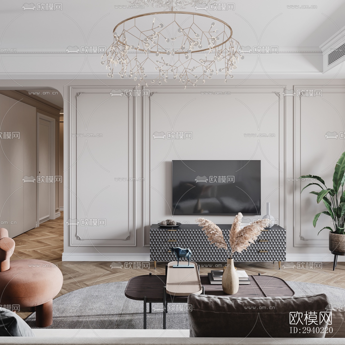 欧式平层效果图下载（渲染图9）