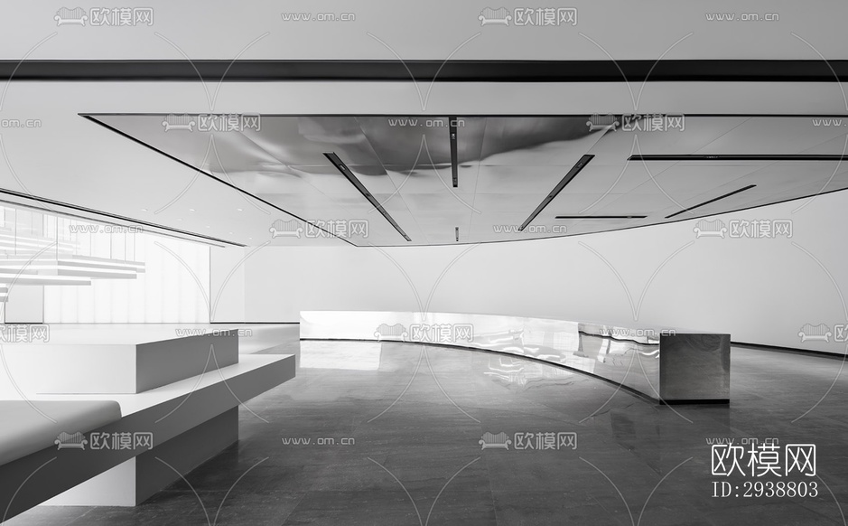 高级灰展览展厅效果图下载(渲染图15)