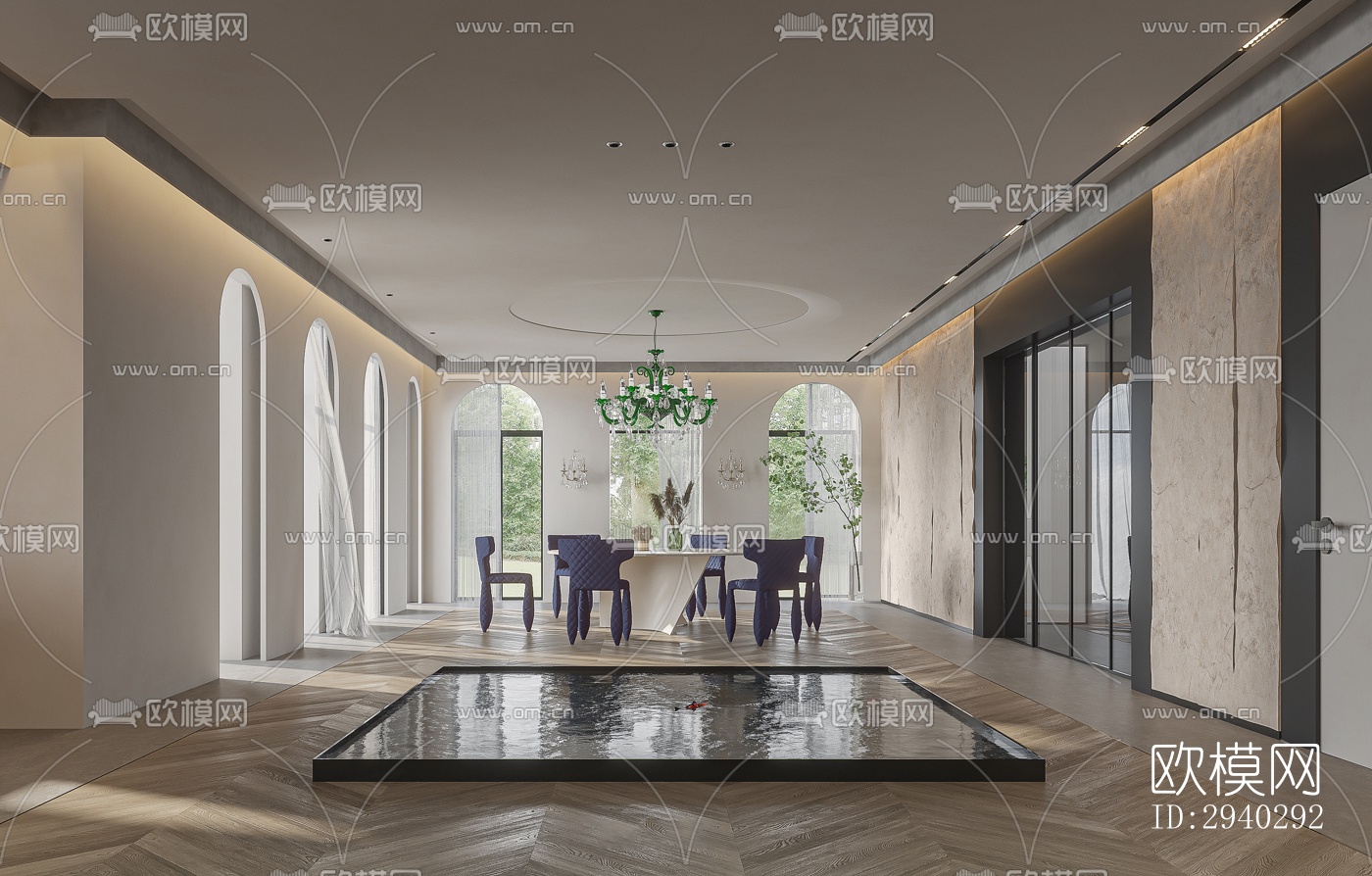 现代平层效果图下载（渲染图4）