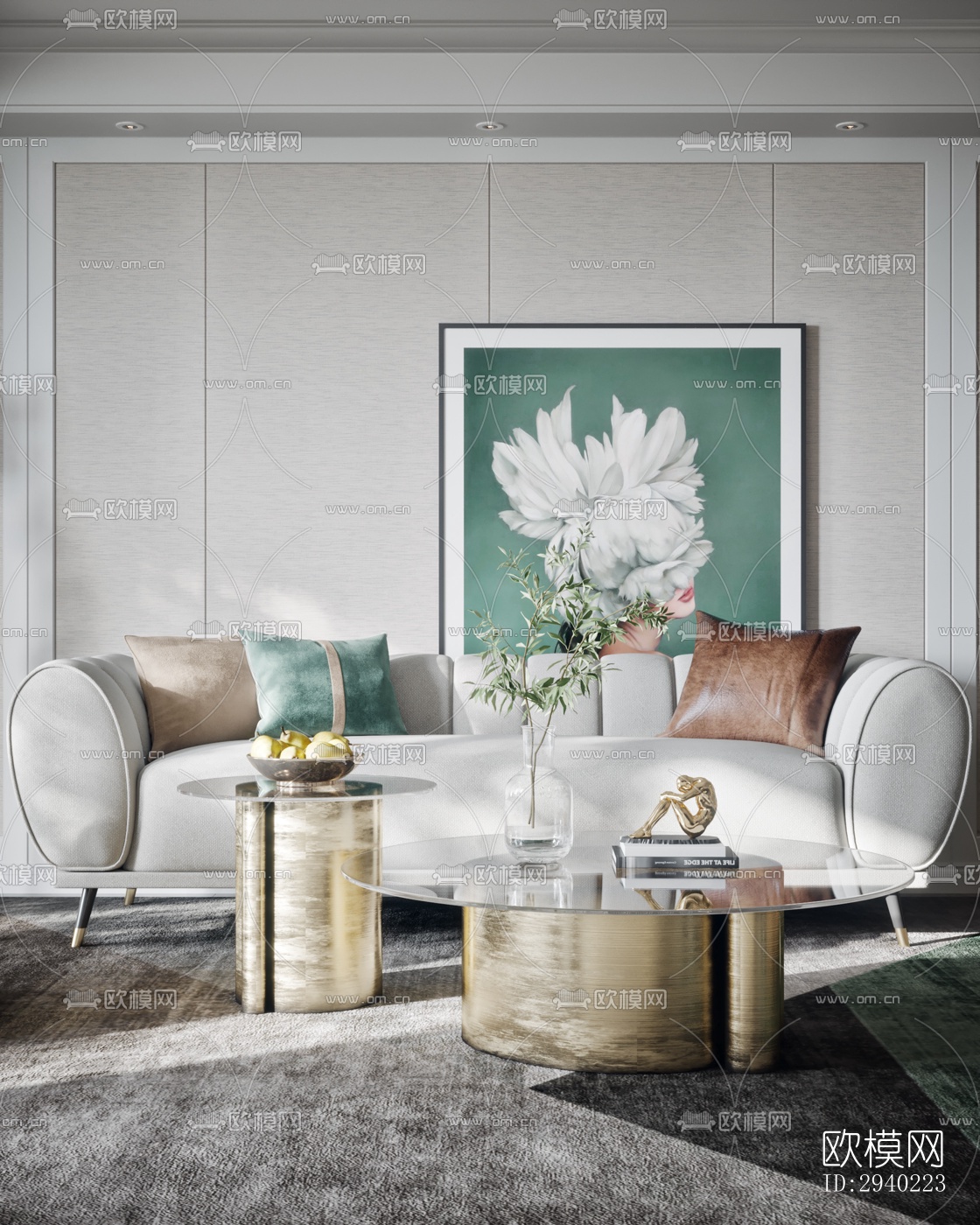 欧式平层效果图下载（渲染图2）