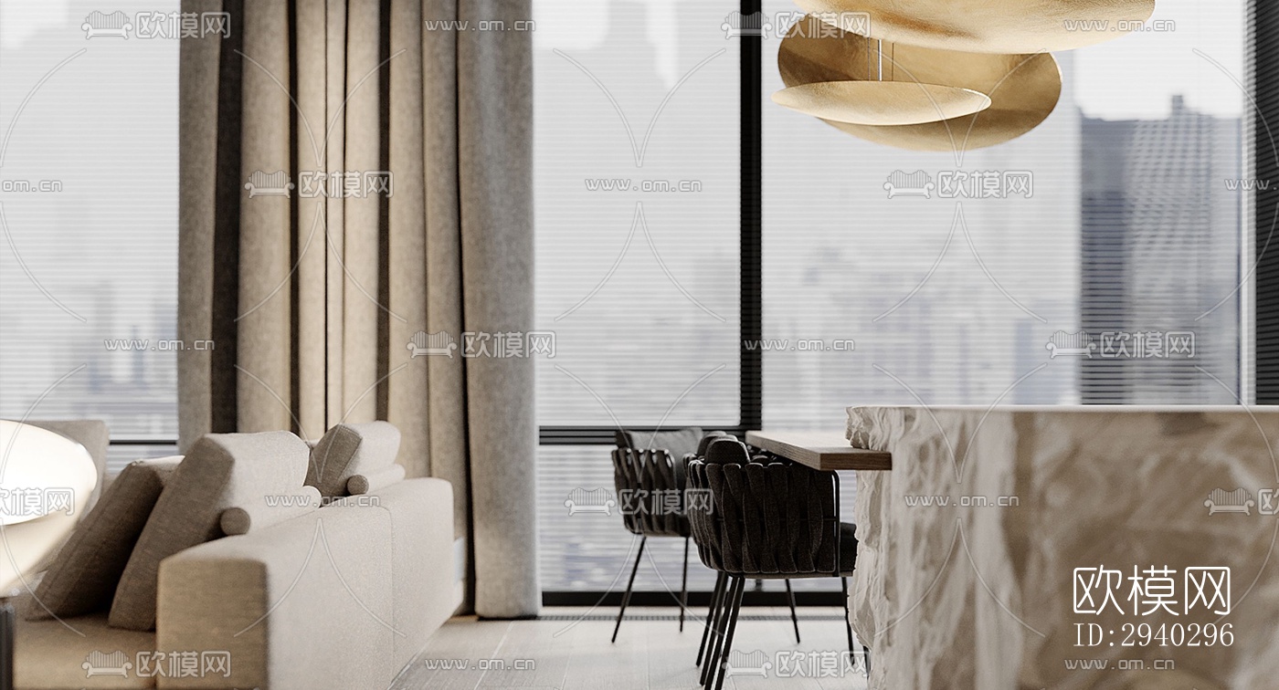 现代平层效果图下载（渲染图6）