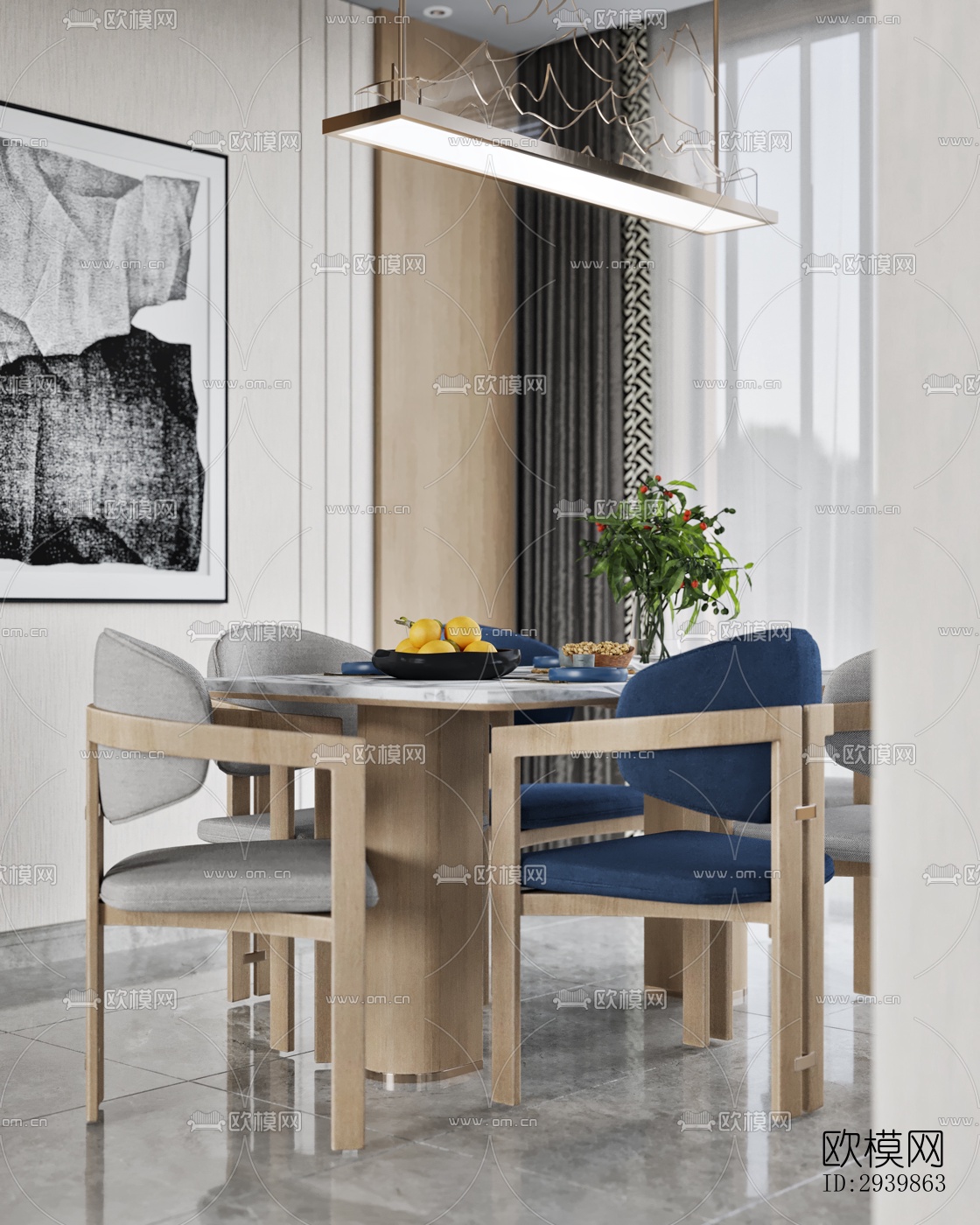 新中式别墅效果图下载（渲染图7）