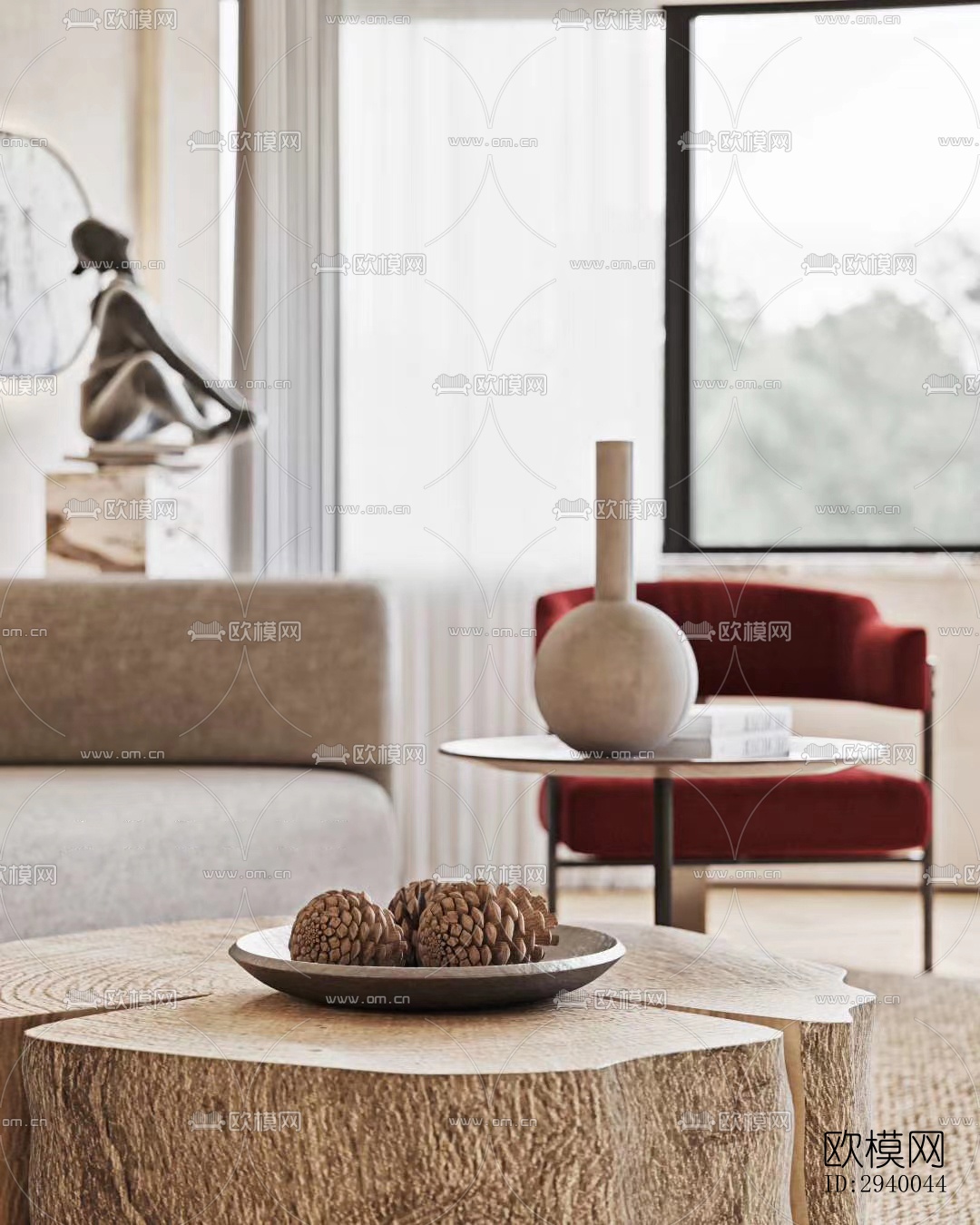 侘寂平层效果图下载（渲染图1）